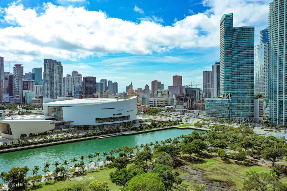 Edificios de gran altura cerca de árboles verdes bajo el cielo azul durante el día