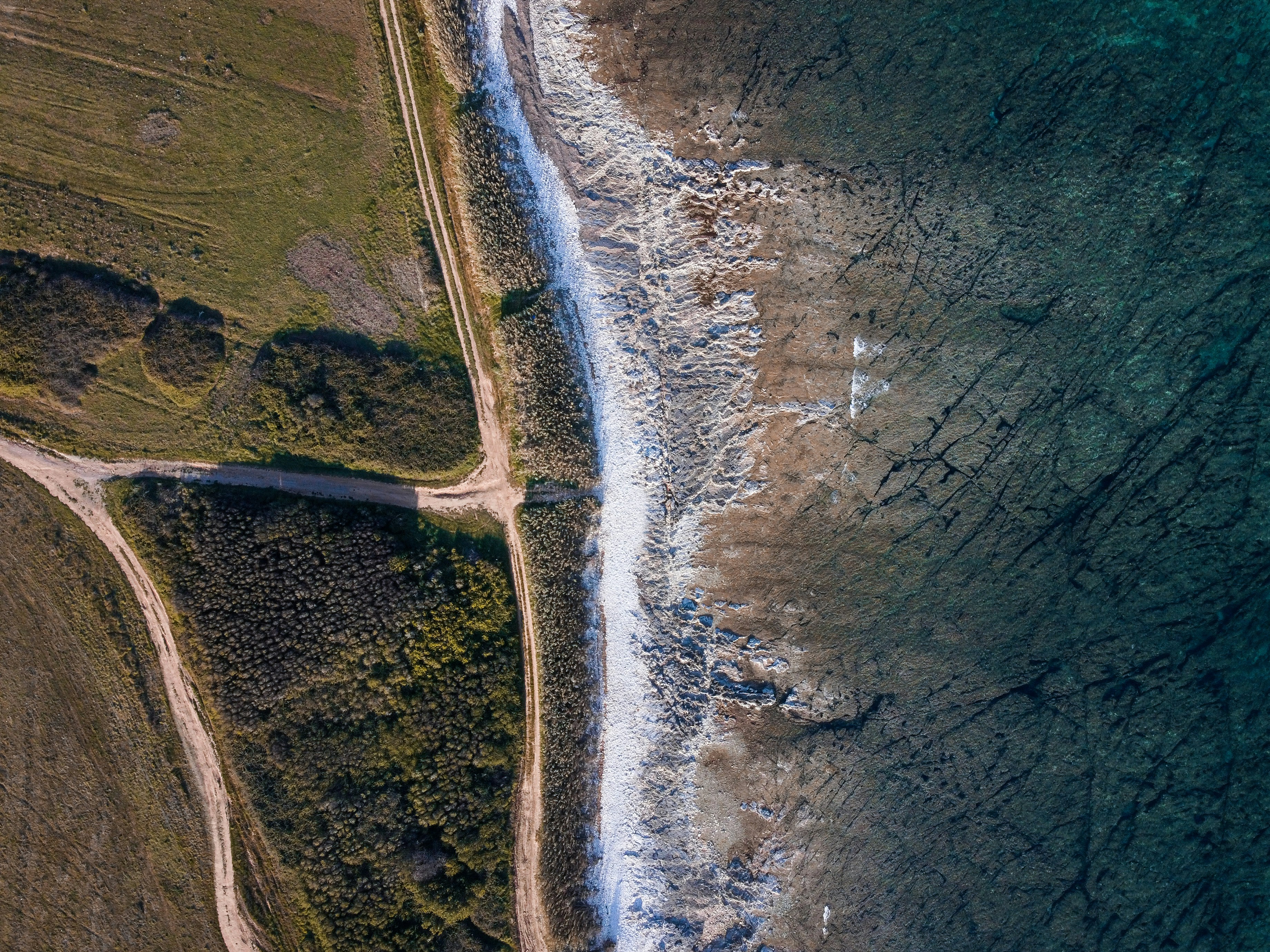 aerial view of green and brown land
