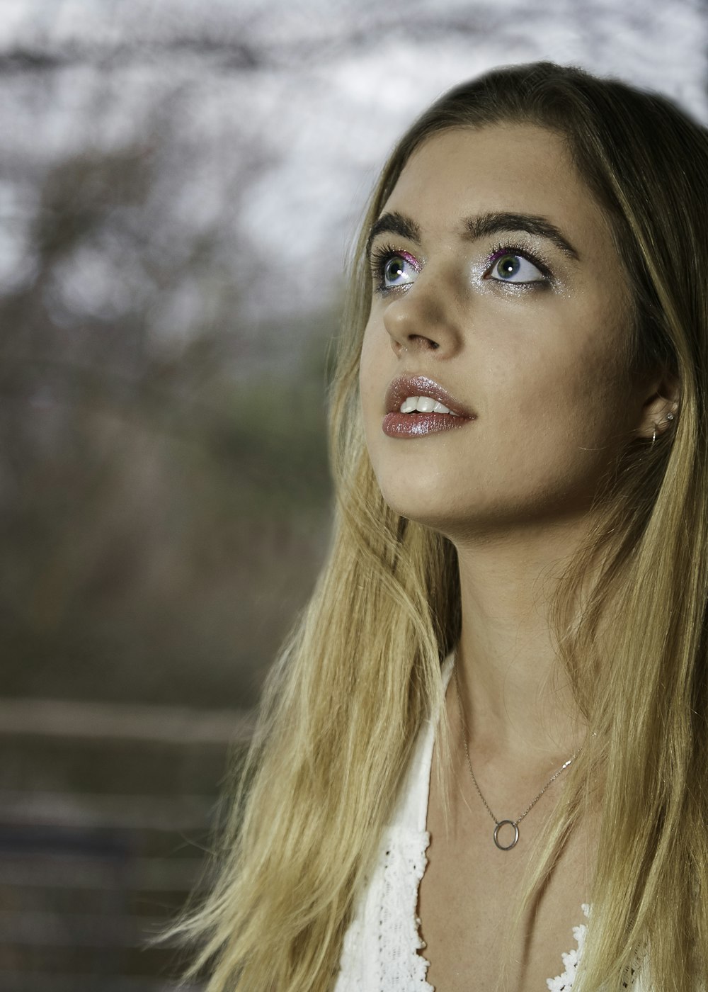 woman in white collared shirt