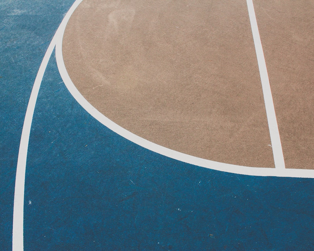 blue and white basketball court