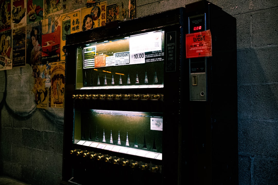 black and silver vending machine