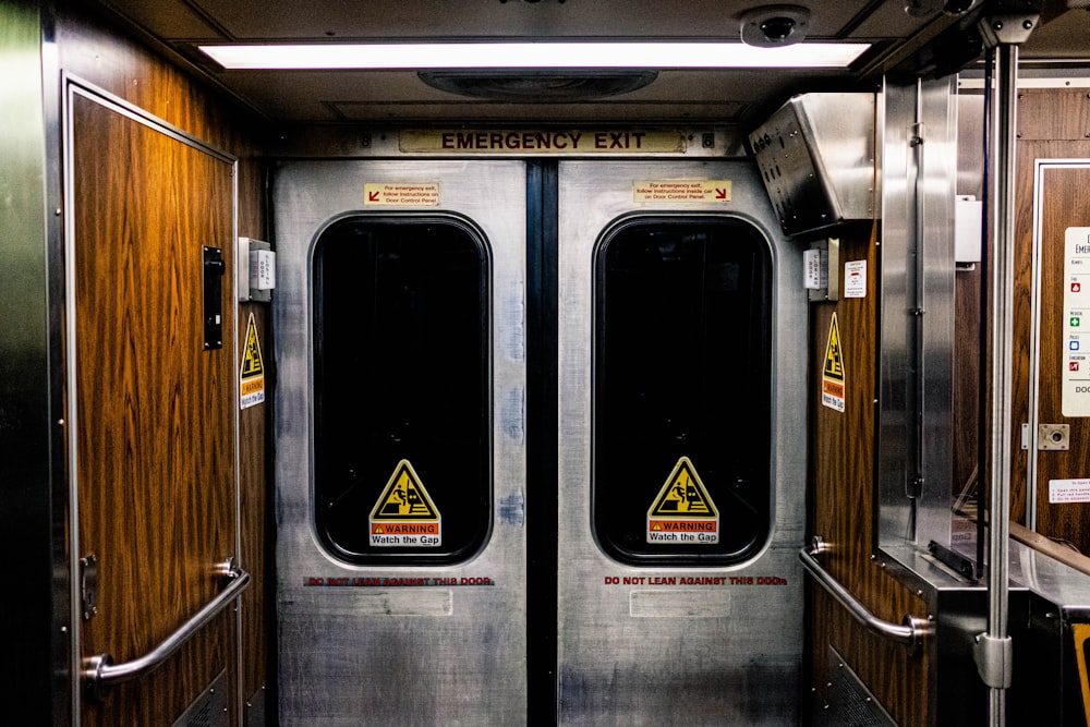 gray and brown train door