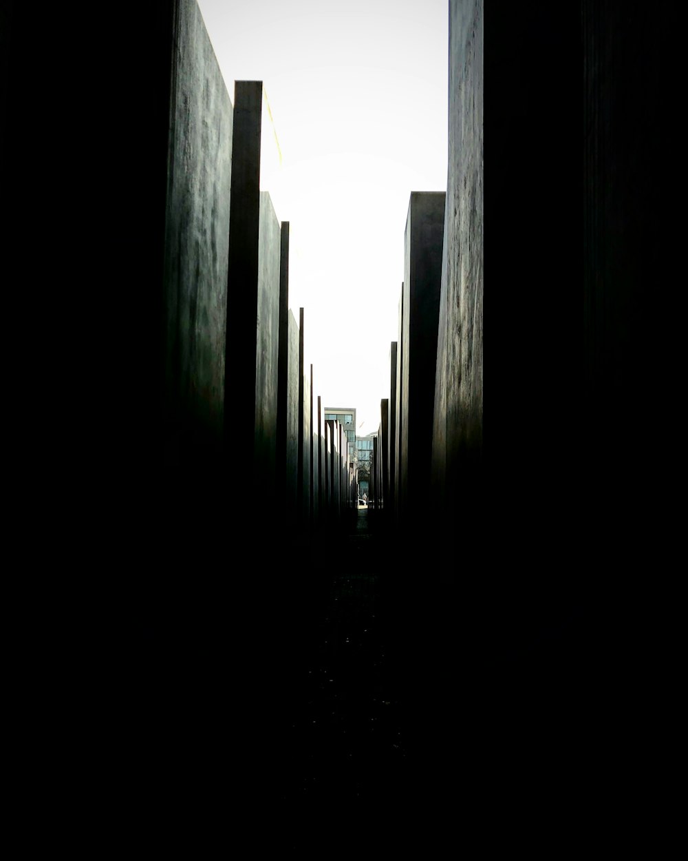 silhouette of person walking on pathway between high rise buildings during daytime