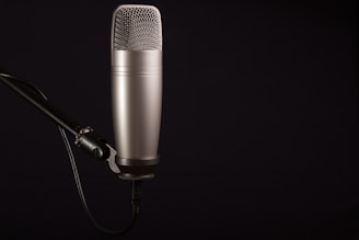A side-by-side display of condenser and dynamic microphones on a wooden table.