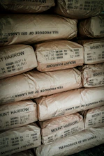 brown and white plastic packs