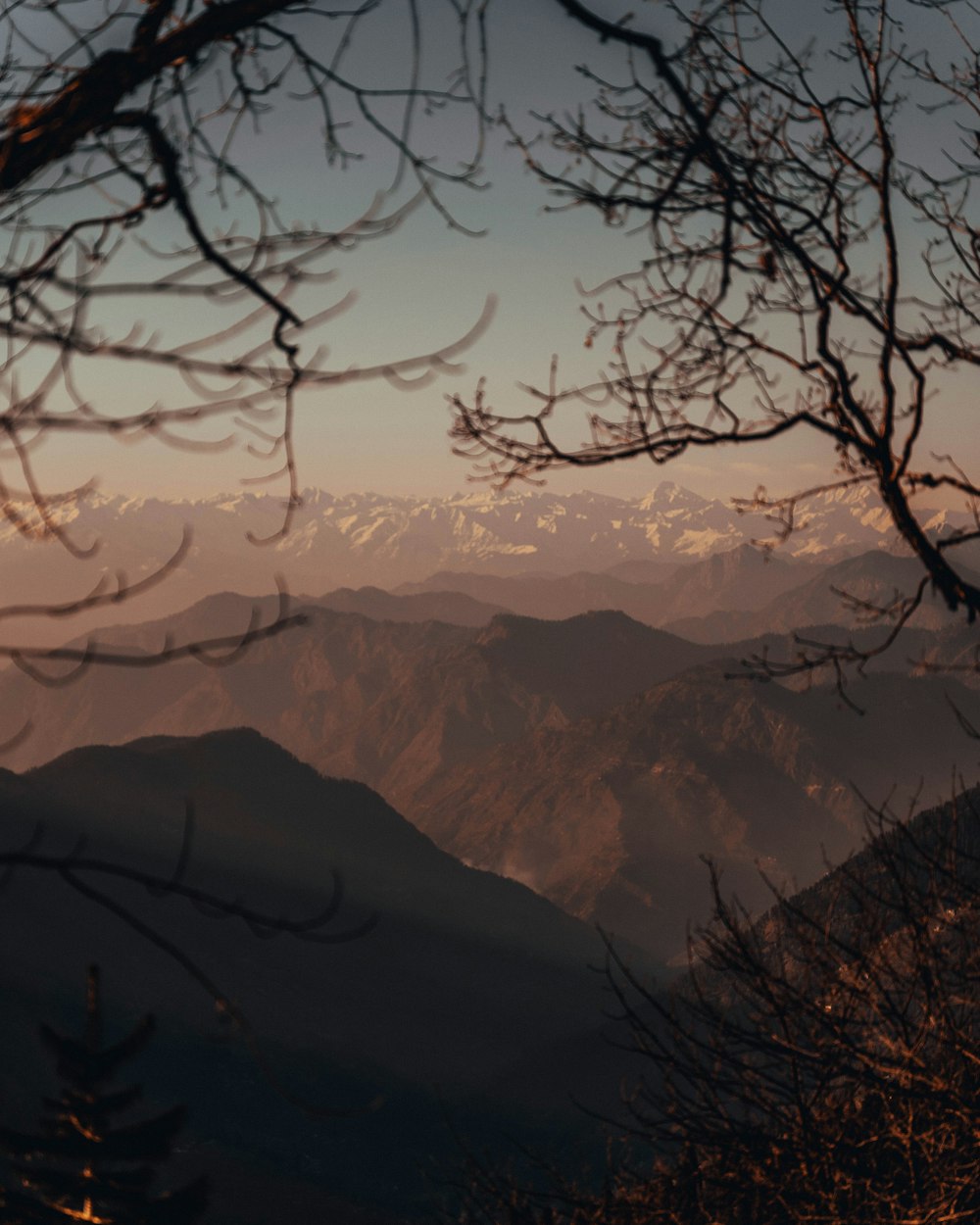 a view of a mountain range from a distance