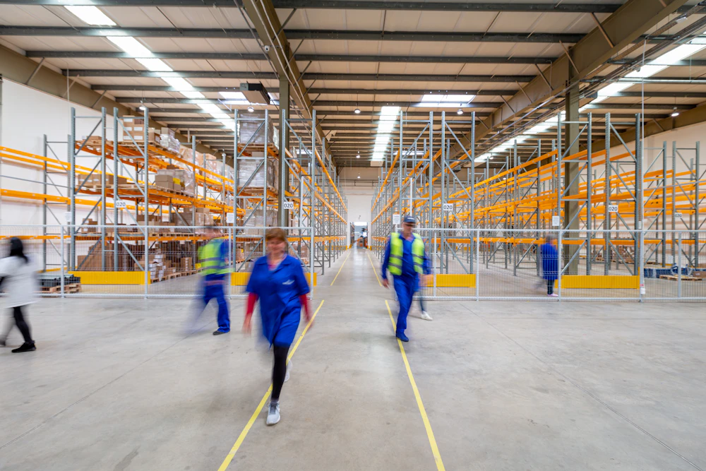 Warehouse worker reviewing shipment documentation