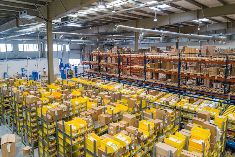 Organized packages and shipping labels in bright colors