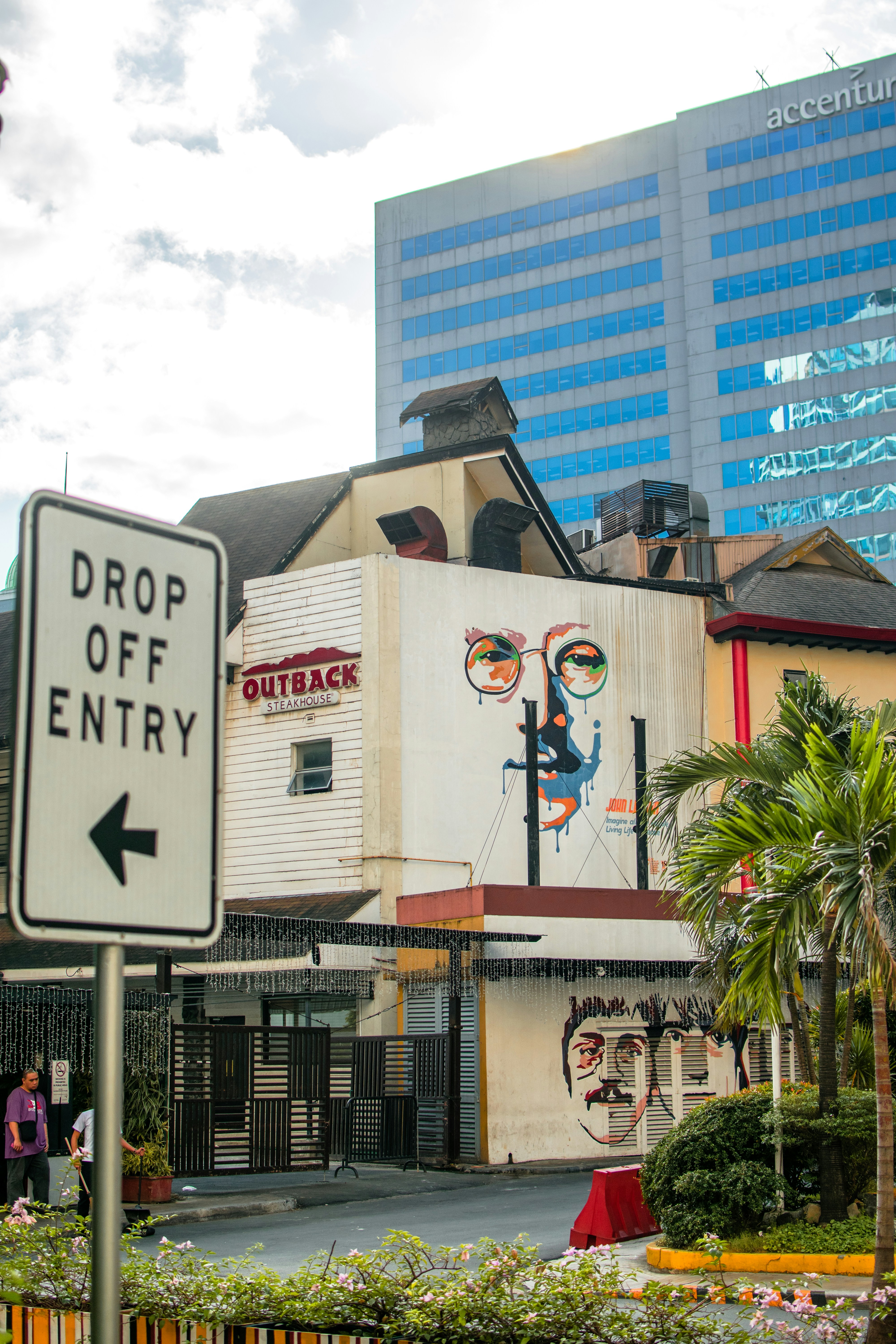 white and blue concrete building