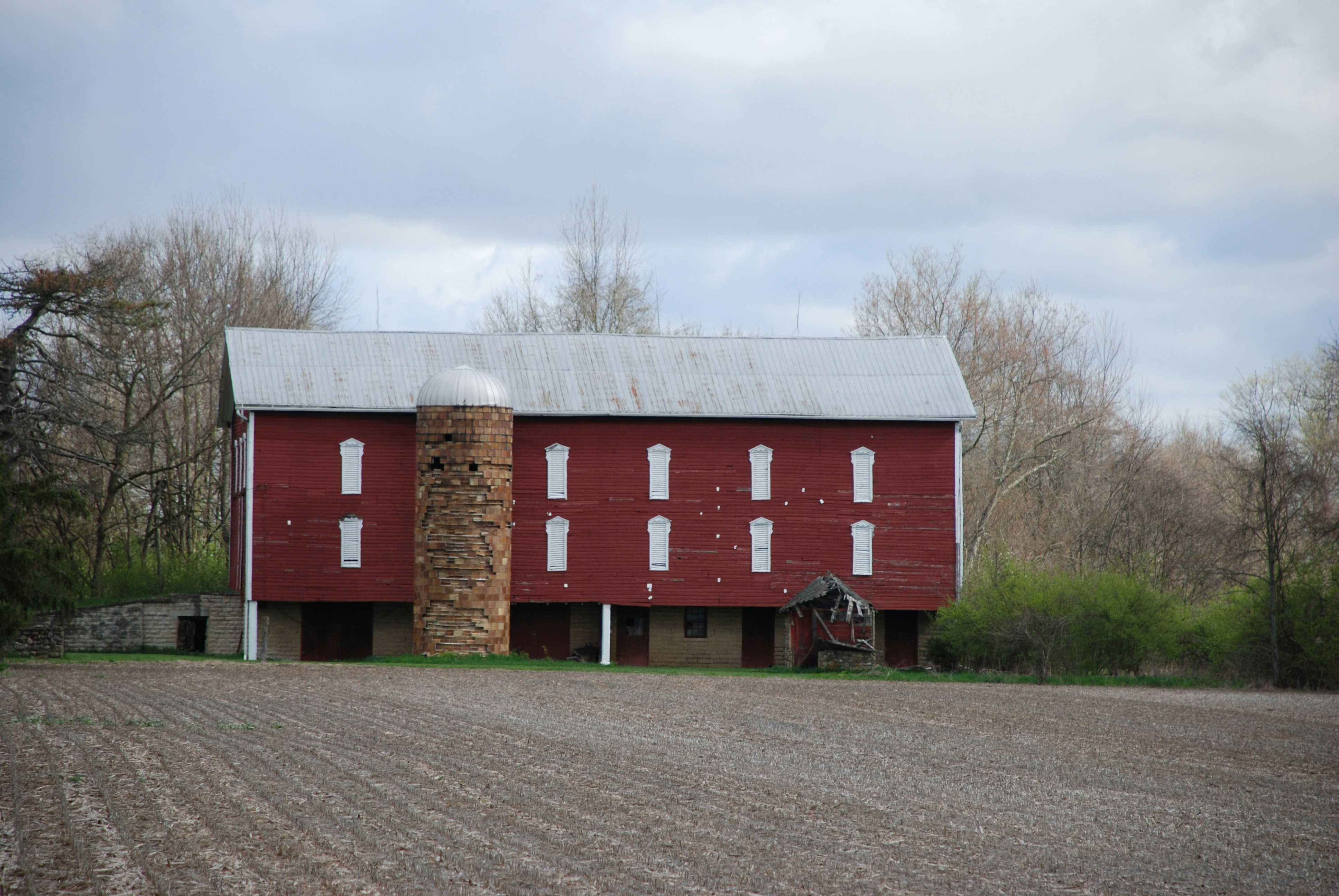 Red barn silo
