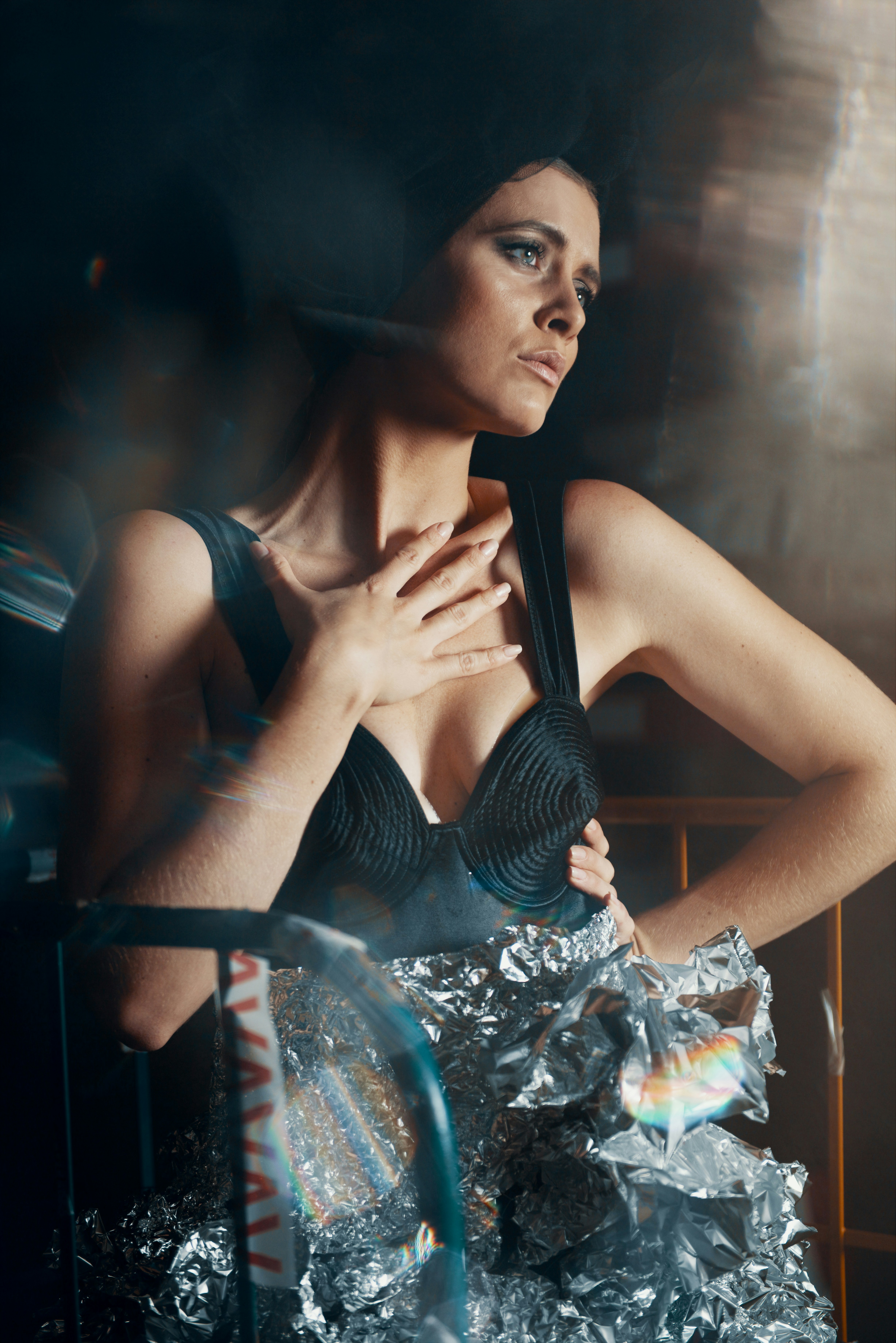 woman in black tank top