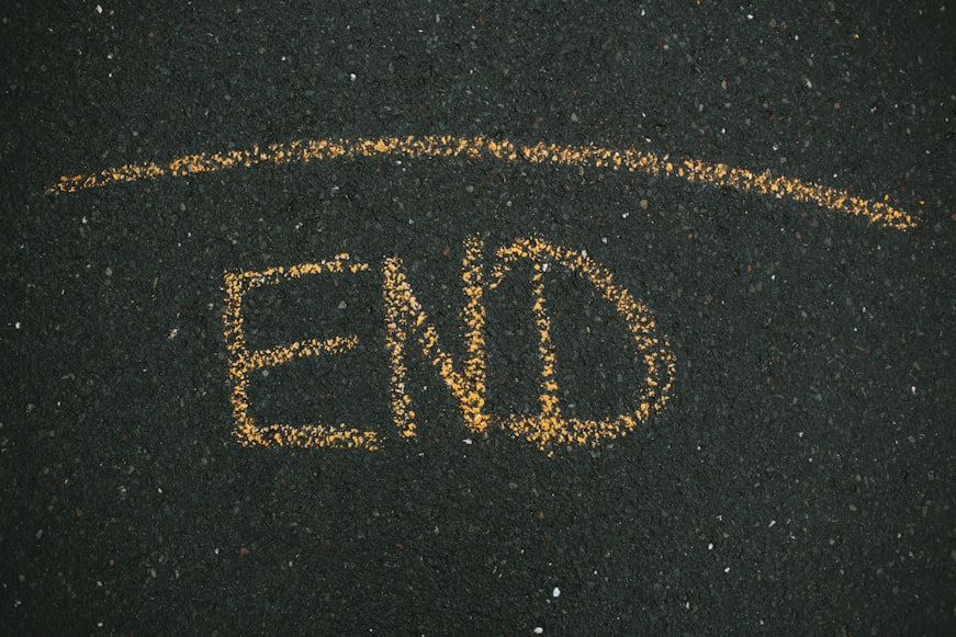 End text written on the road