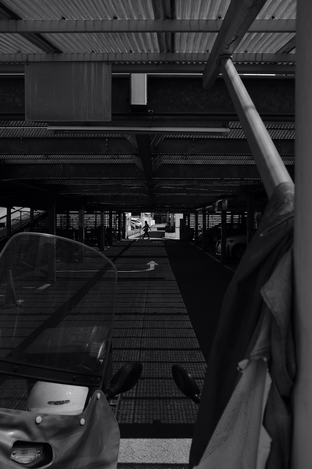 grayscale photo of a train station