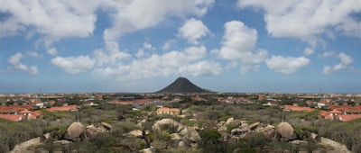 A panoramic view of a foothills home with professionally designed xeriscape landscaping blending with the natural terrain.
