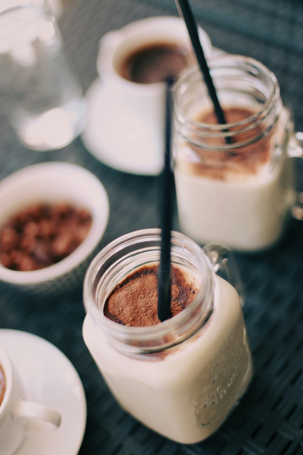 clear glass jar with brown liquid