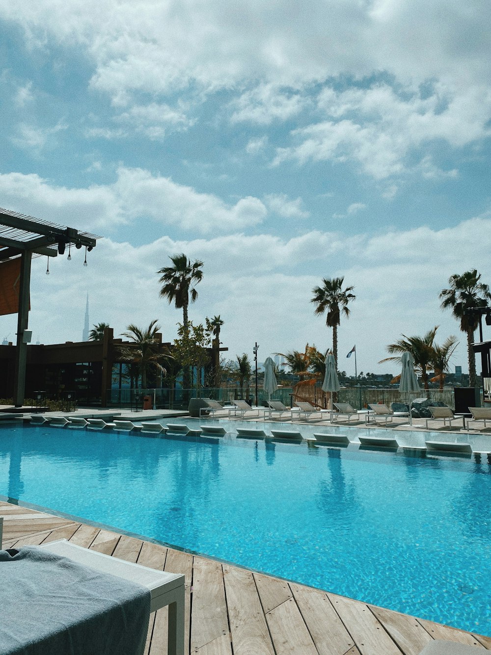 swimming pool near palm trees during daytime