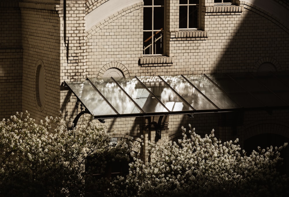 white and brown brick building