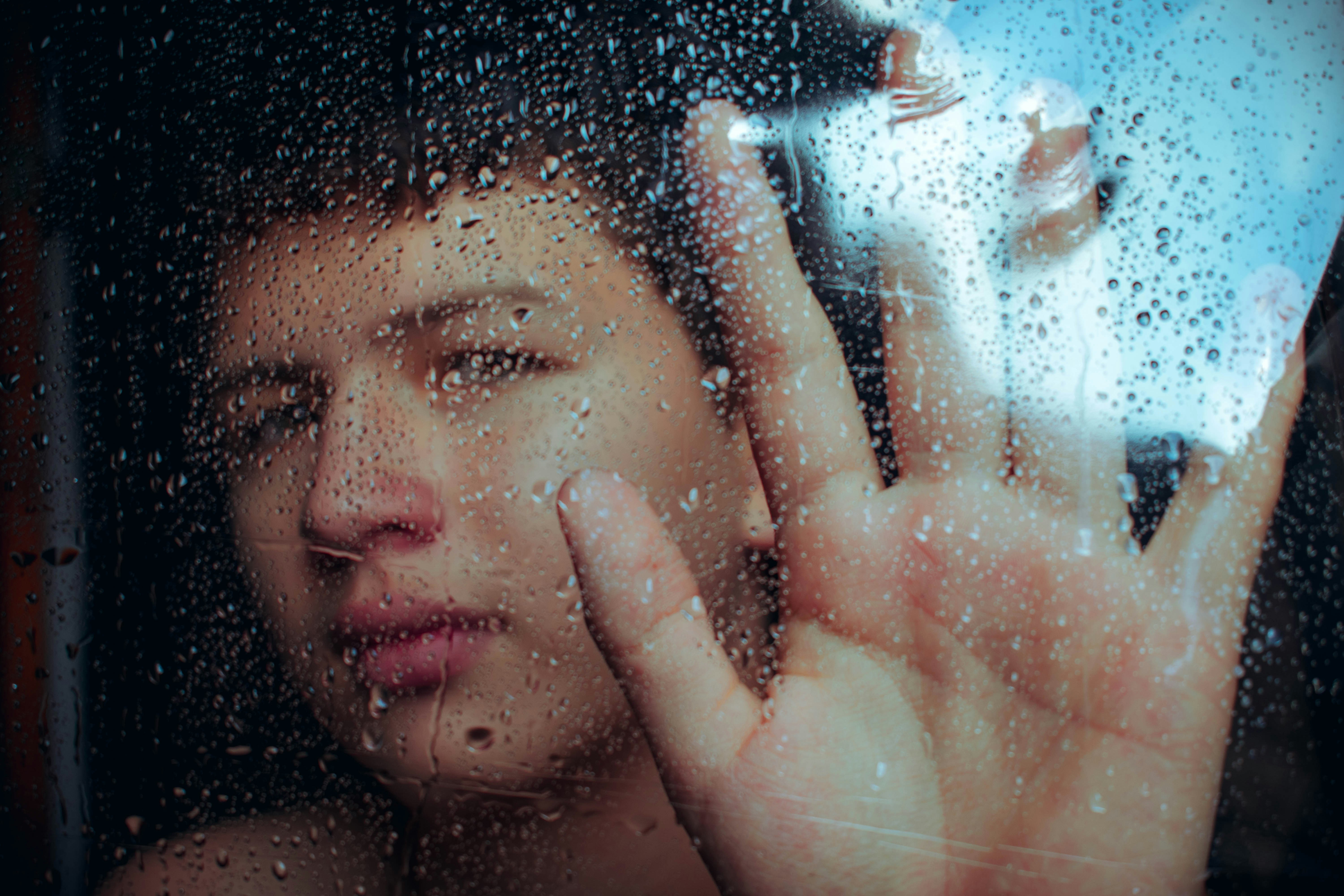 woman with water droplets on her face