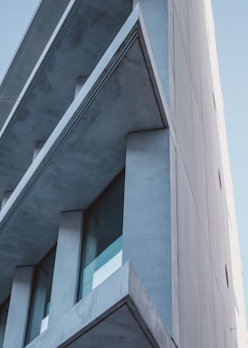 white and blue concrete building