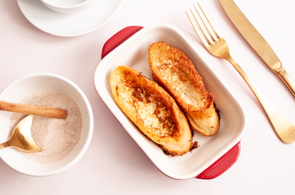 bread on white ceramic plate