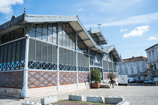 white and blue concrete building