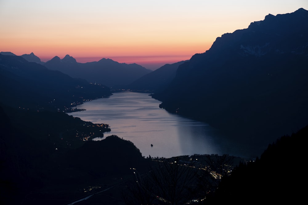 silhouette of mountains during sunset