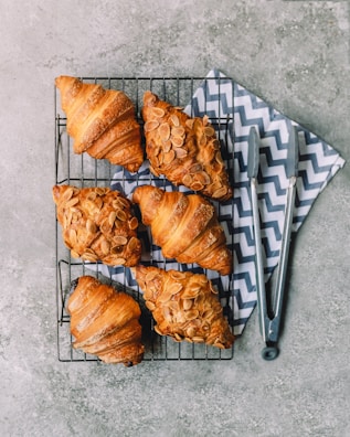 brown bread on blue and white checkered paper