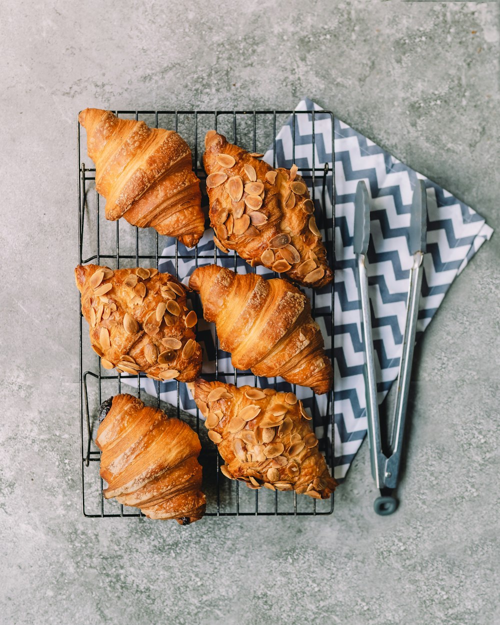 brown bread on blue and white checkered paper