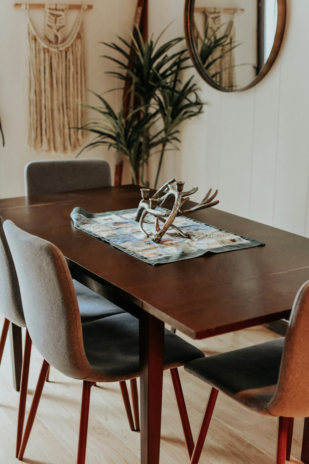 brown wooden table with chairs