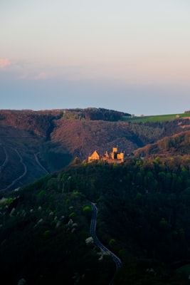 Bourscheid Castle above the road through the Sûre valley