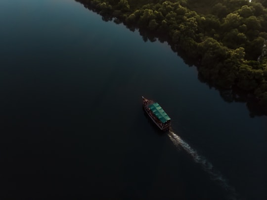 aerial view of boat on water during daytime in Assolna India