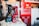 Several car care products, including bottles of wax and detailing spray, are placed on a soft cloth in a garage setting. A red tool chest stands in the background, slightly out of focus, against a backdrop of shelves and storage areas. The products feature prominent labels and branding.