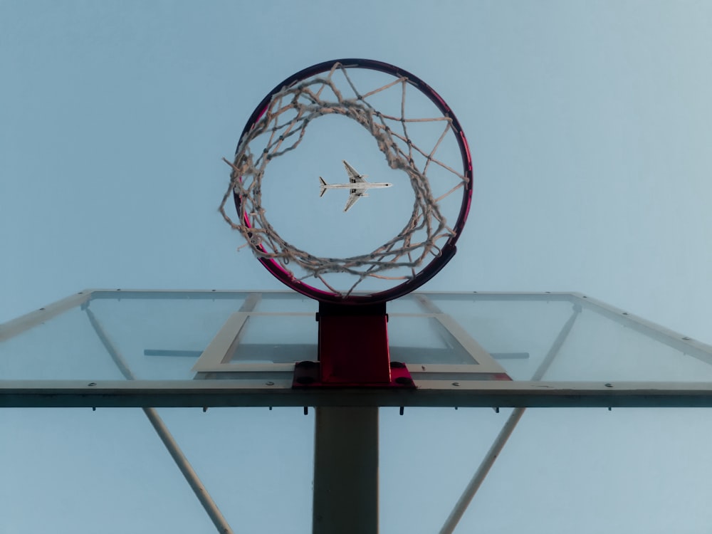 white and red basketball hoop