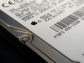 Clear shot of an SSD drive with labels and connectors visible.