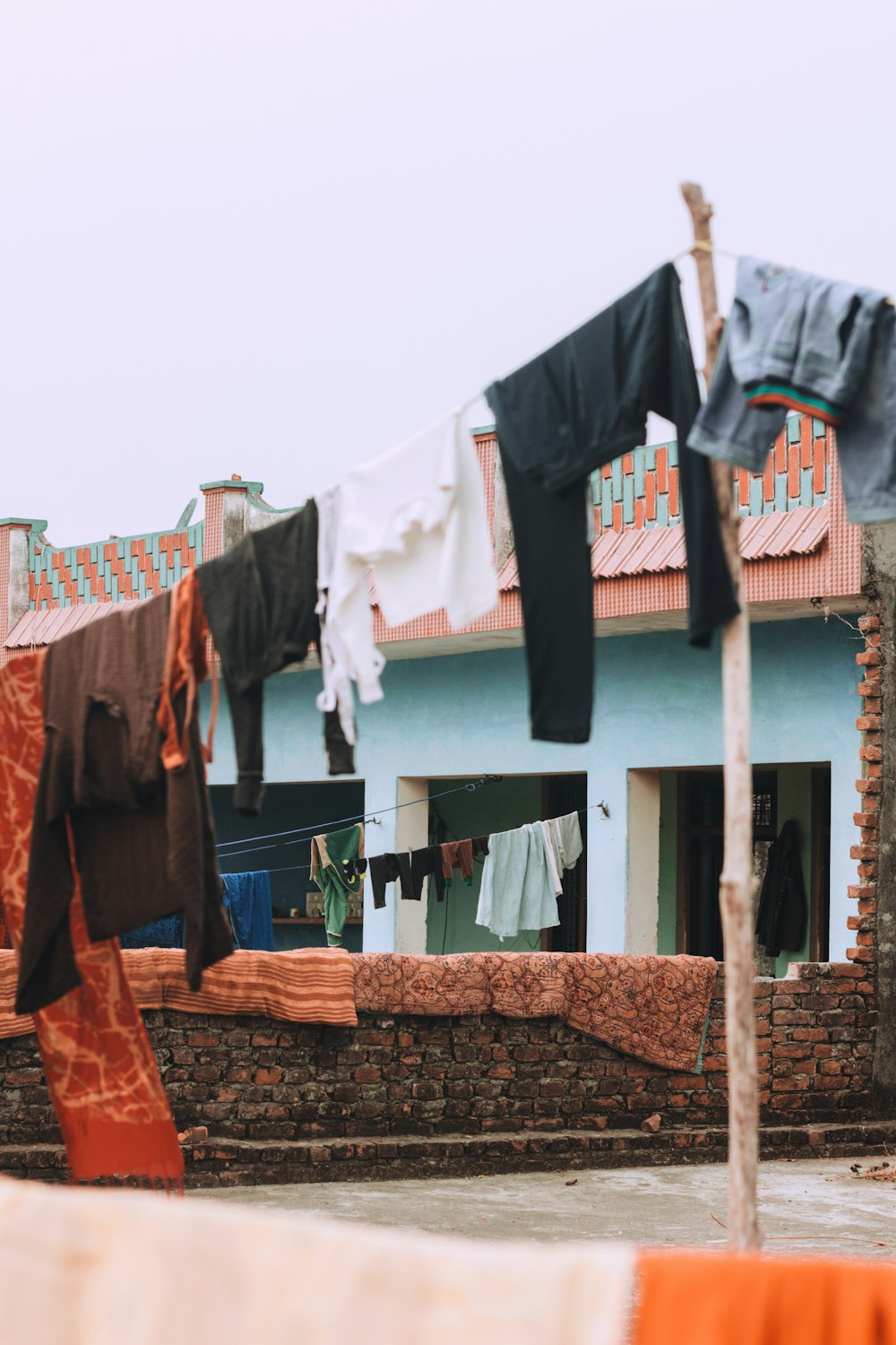 clothes hanged on string during daytime