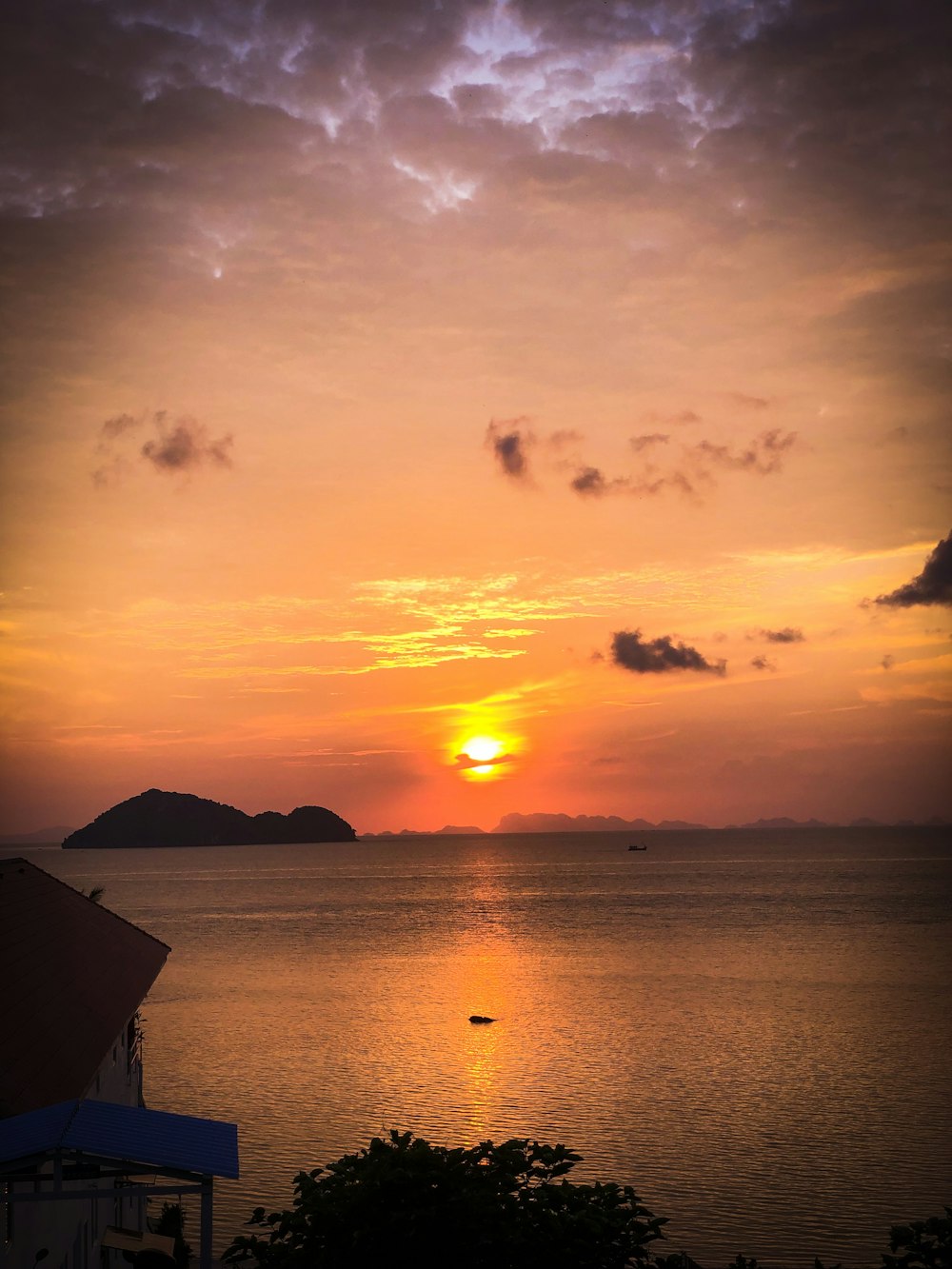 silhouette of mountain during sunset