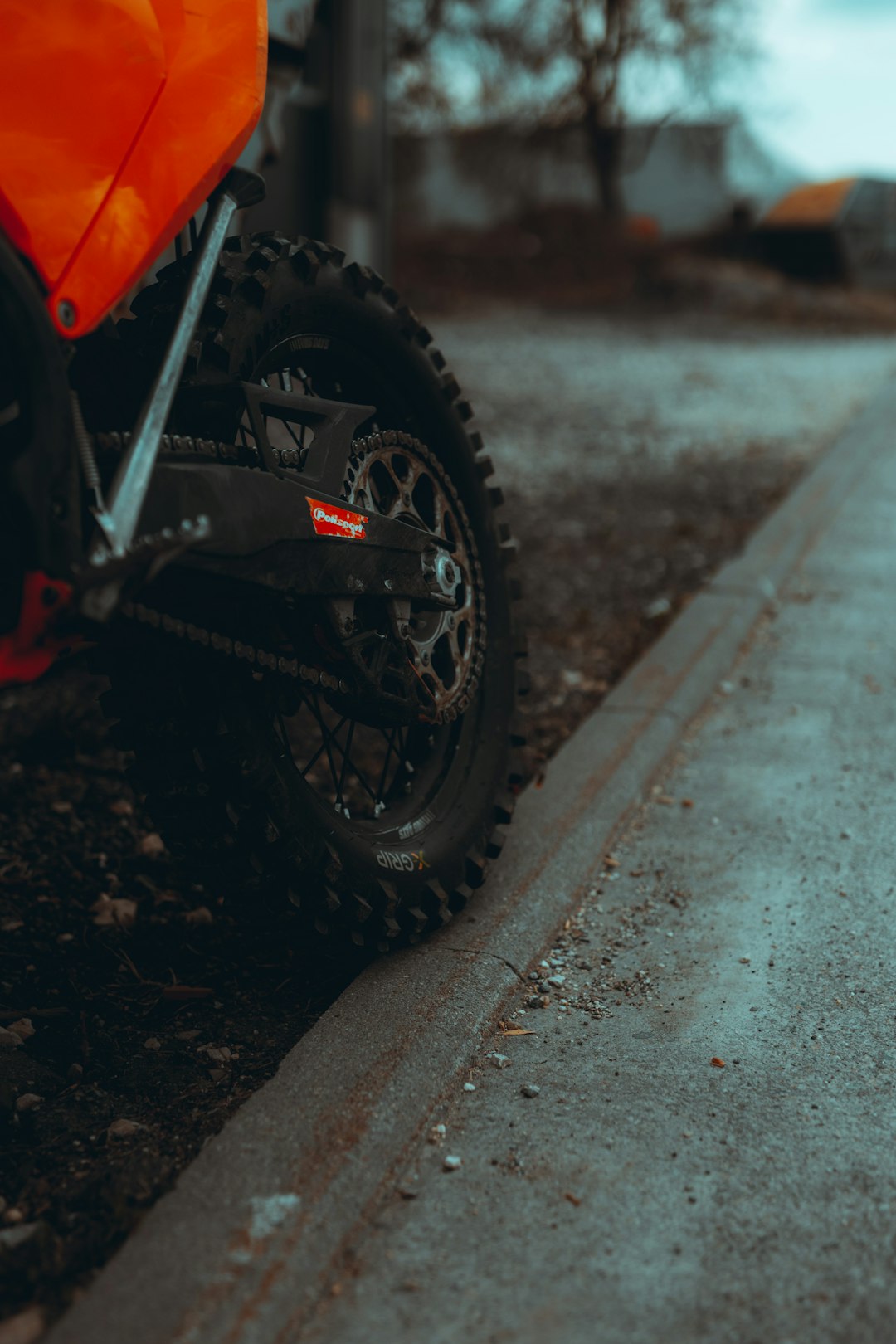 black motorcycle wheel on road