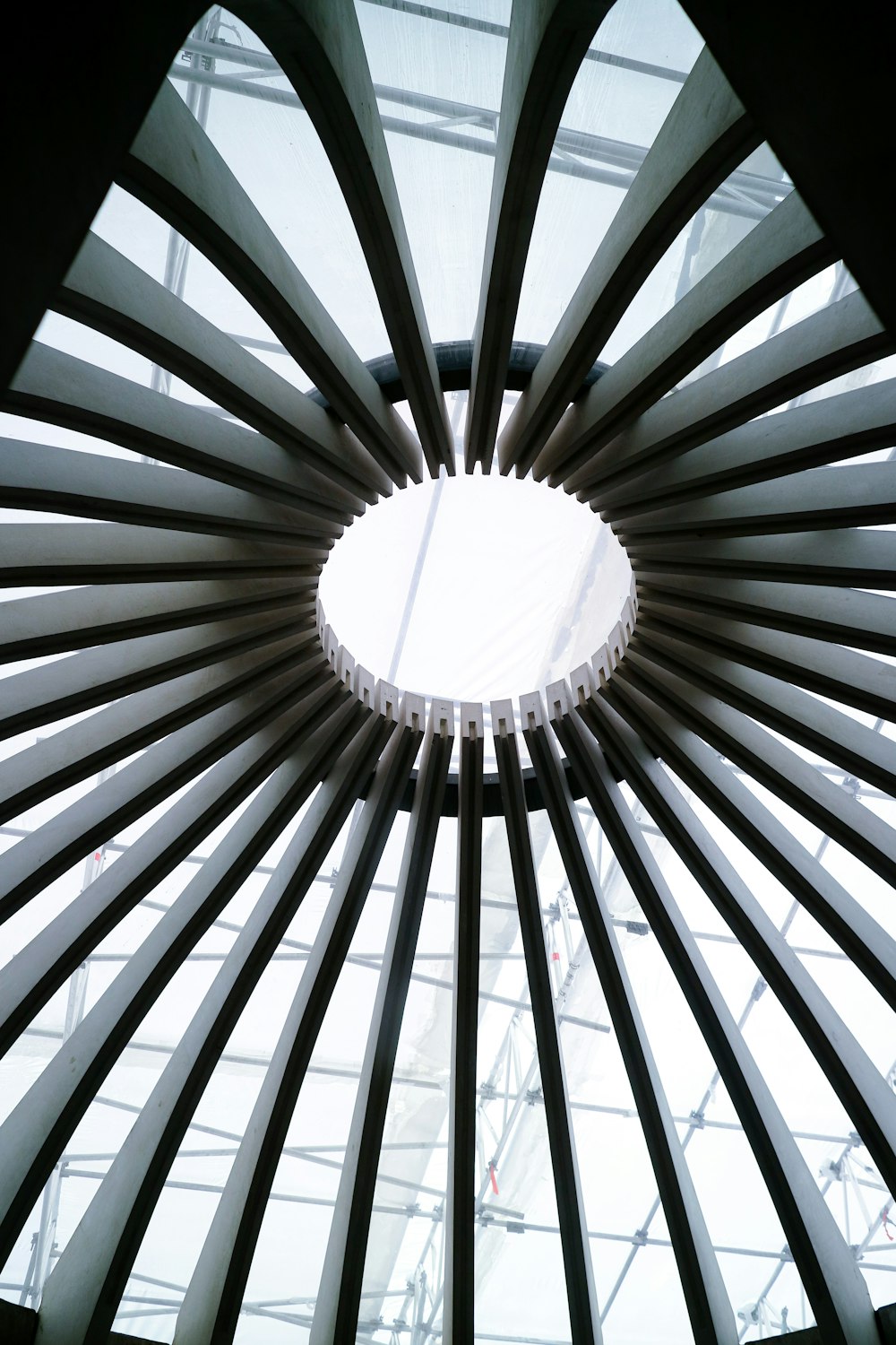 white and black round ceiling