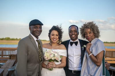 A group picture with our close friends at the wedding.