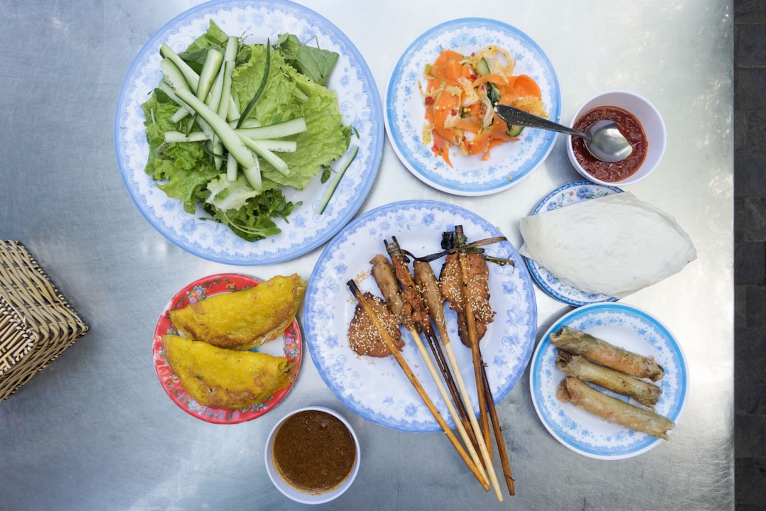 vegetable salad on white ceramic plate, Vietnamese food