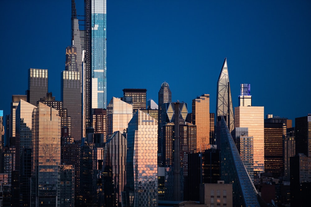 high rise buildings during night time