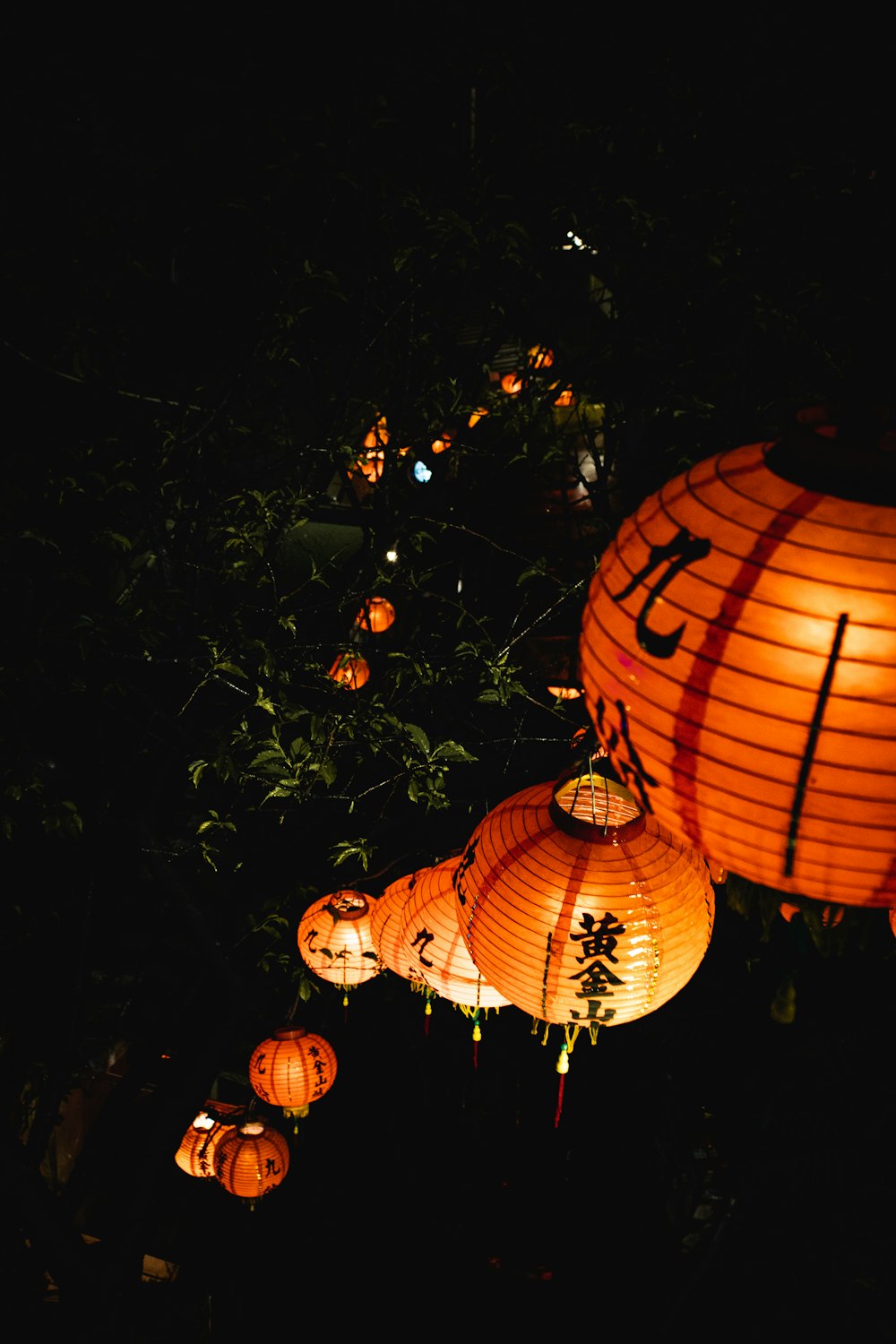 orange and white paper lantern