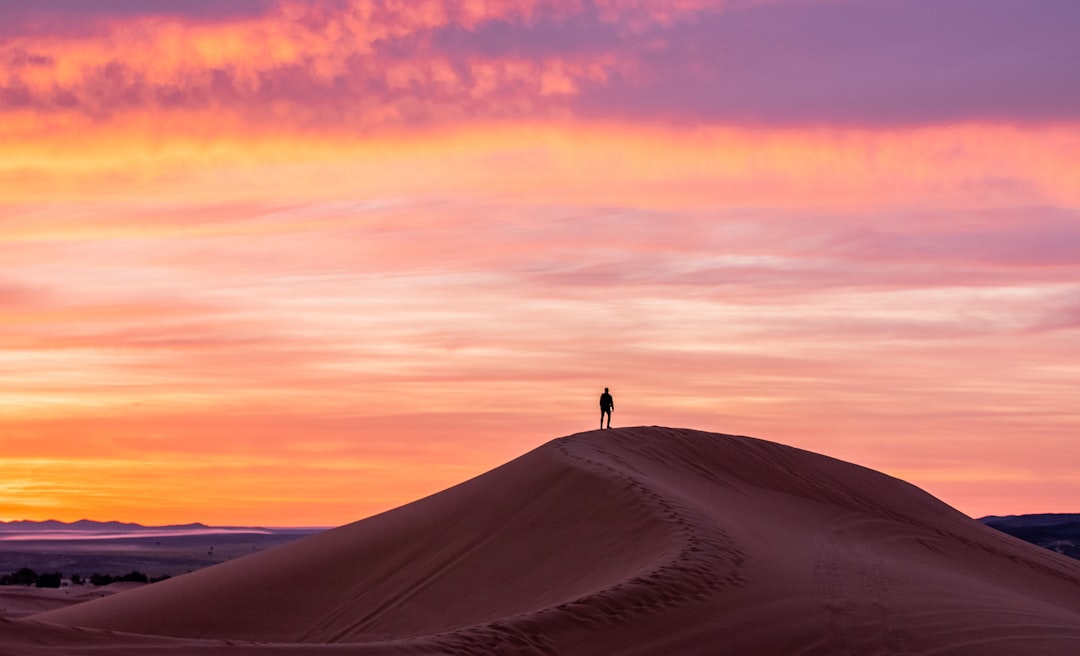 person in black jacket standing on white sand during daytime