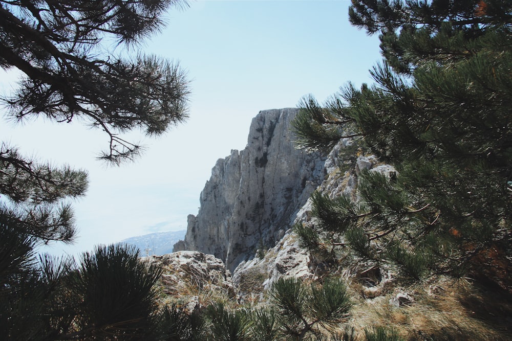 gray rocky mountain under blue sky during daytime