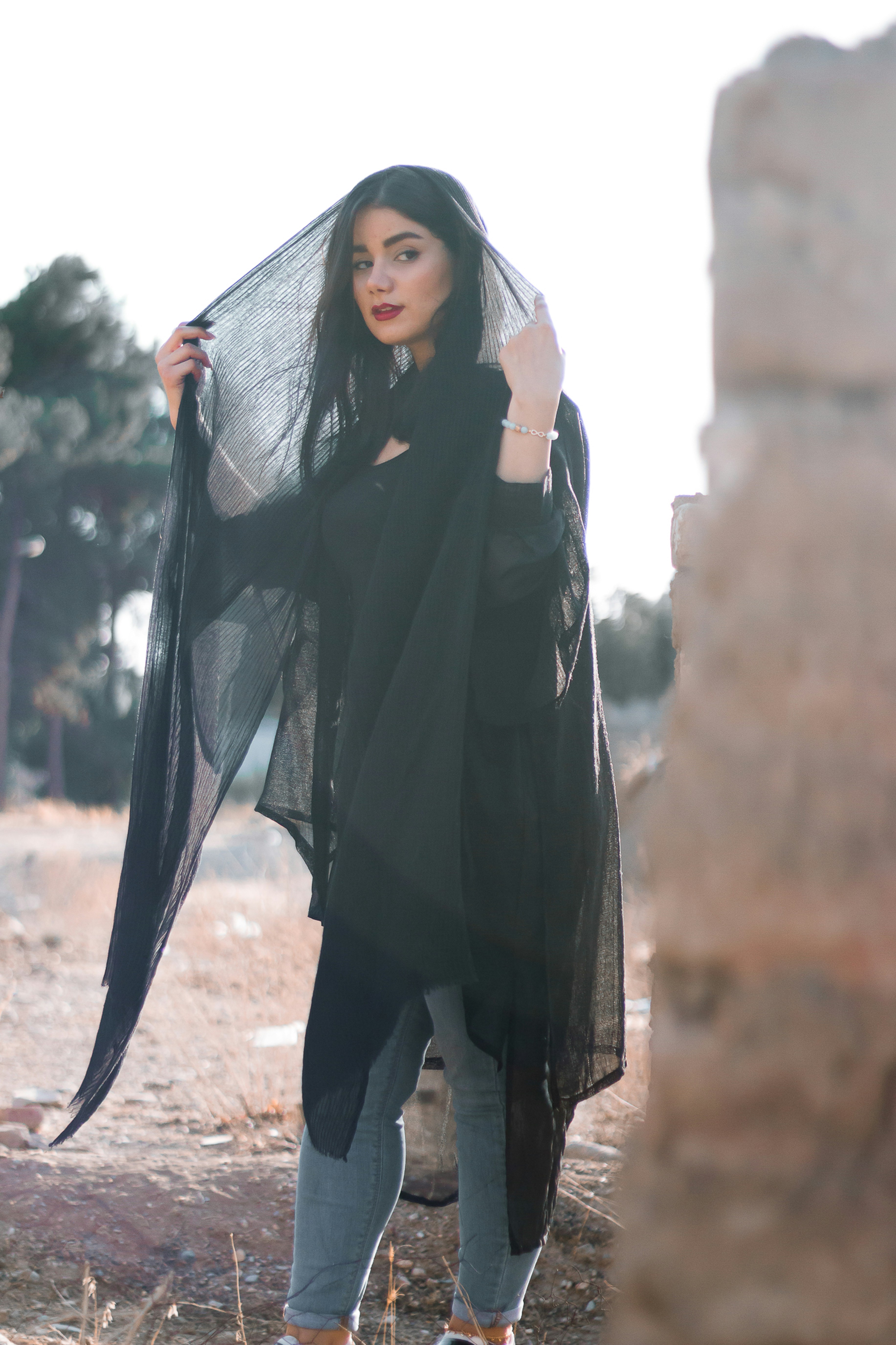 Young British Muslim woman, urban setting, natural portrait