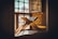 A Quran is placed on an intricately carved wooden stand positioned near a window. The sunlight illuminates the book, creating a warm and serene atmosphere. The background features a wooden panel with geometric patterns and a window with decorative latticework.
