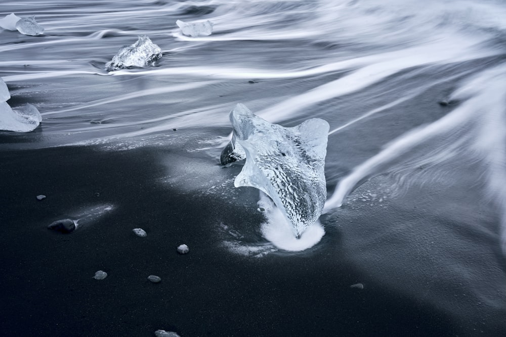 grayscale photo of water splash