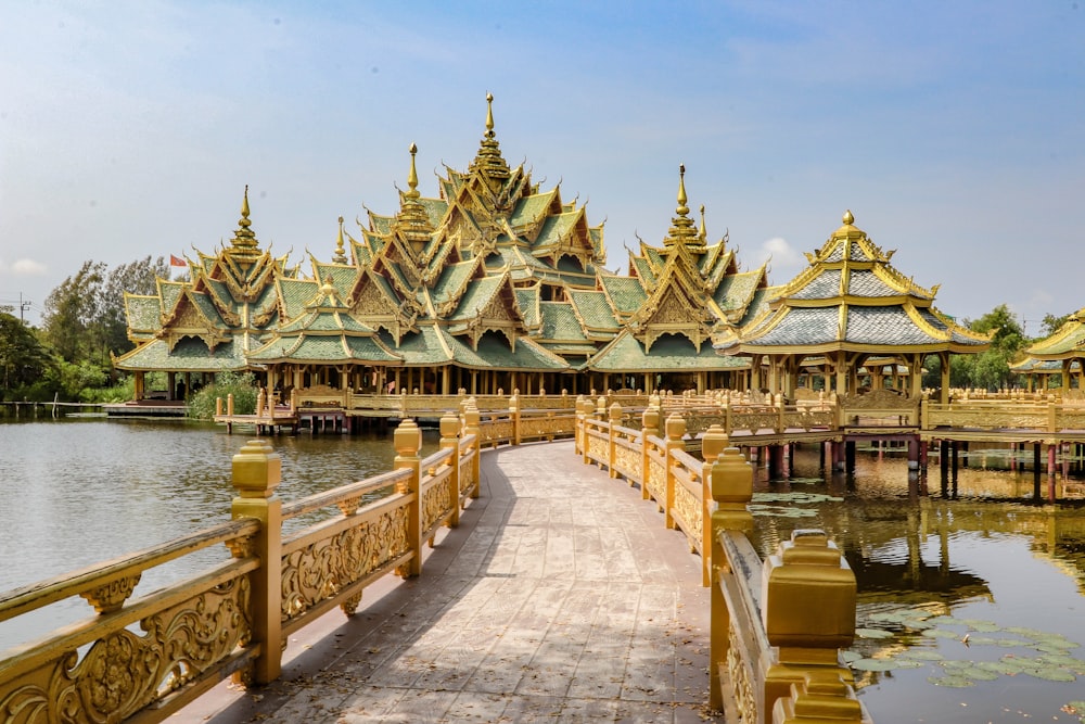 a large building sitting next to a body of water