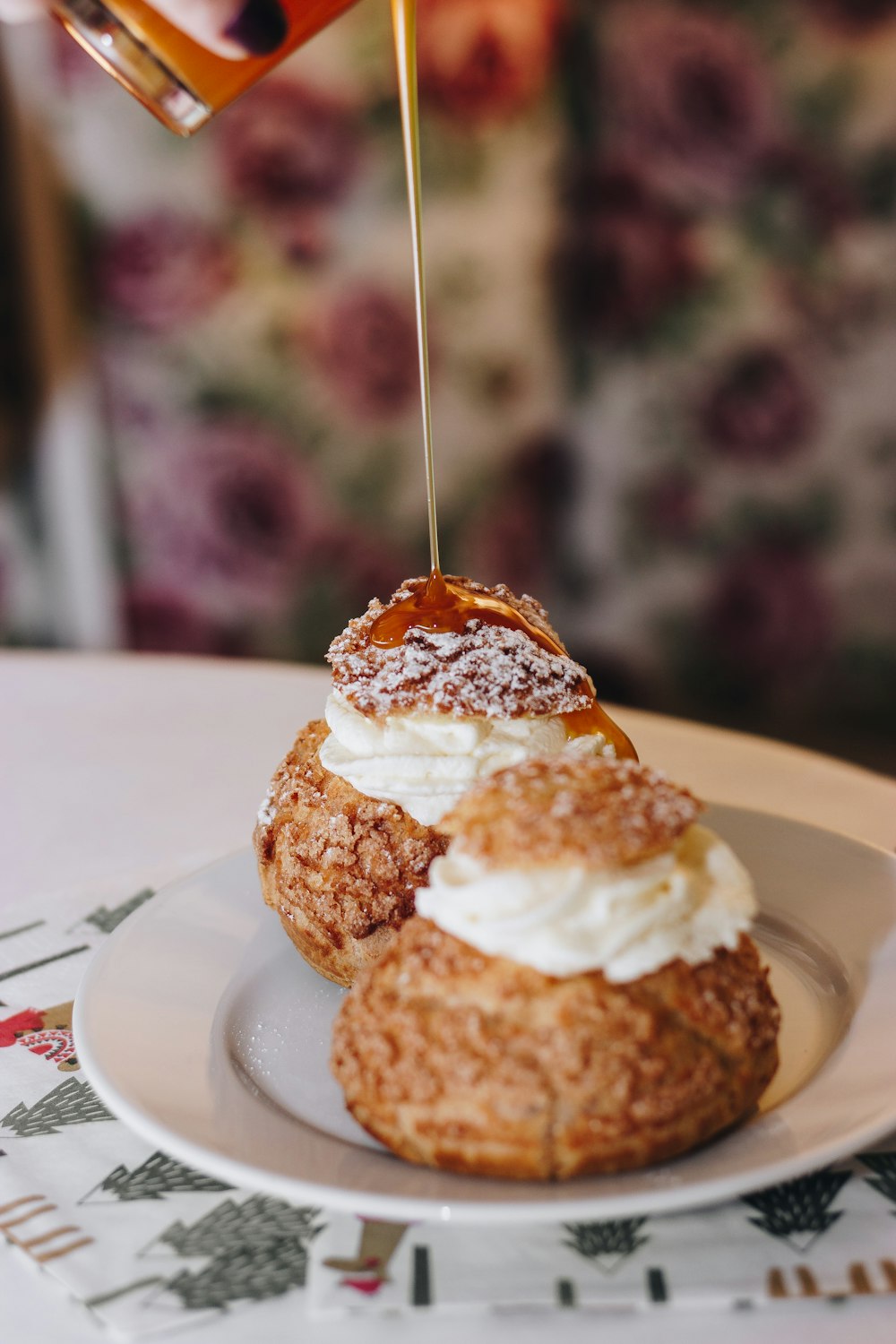 brown and white pastry on white ceramic plate