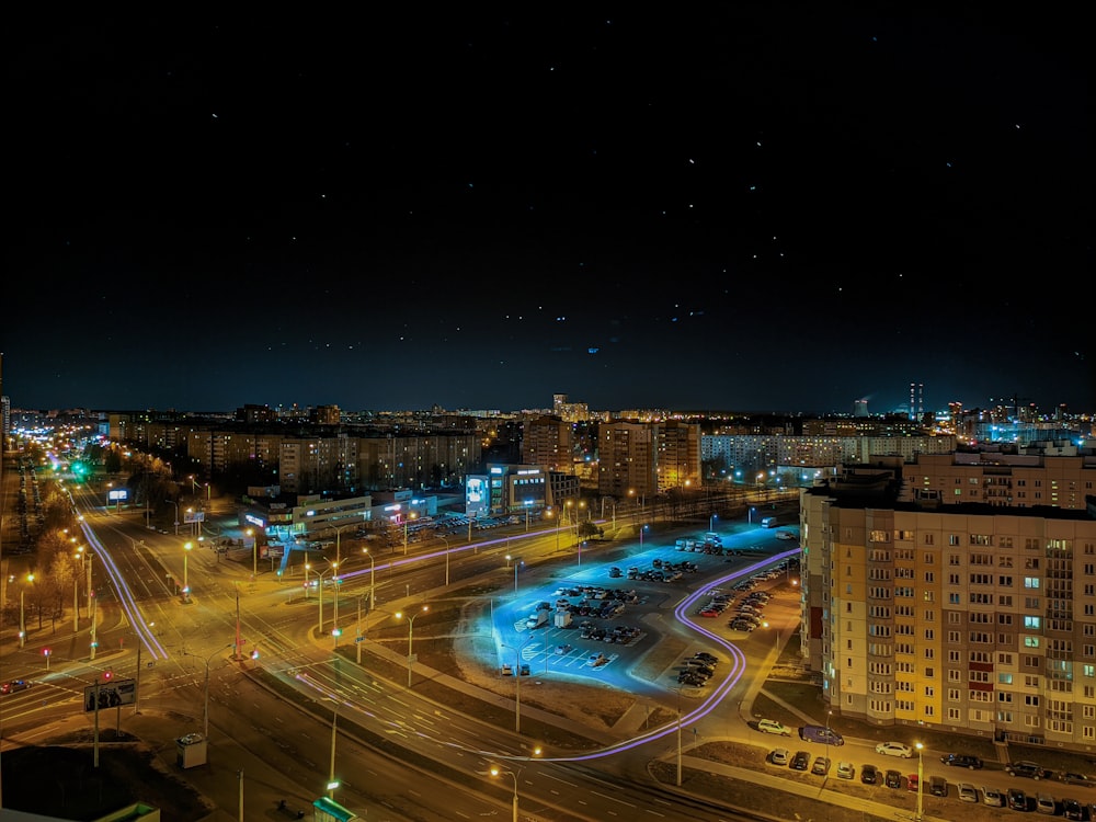 city buildings during night time